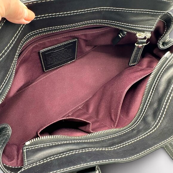 ⭐️SOLD⭐️ Vintage Coach Hampton Black Leather Satchel #F13961 - Picture 12 of 13